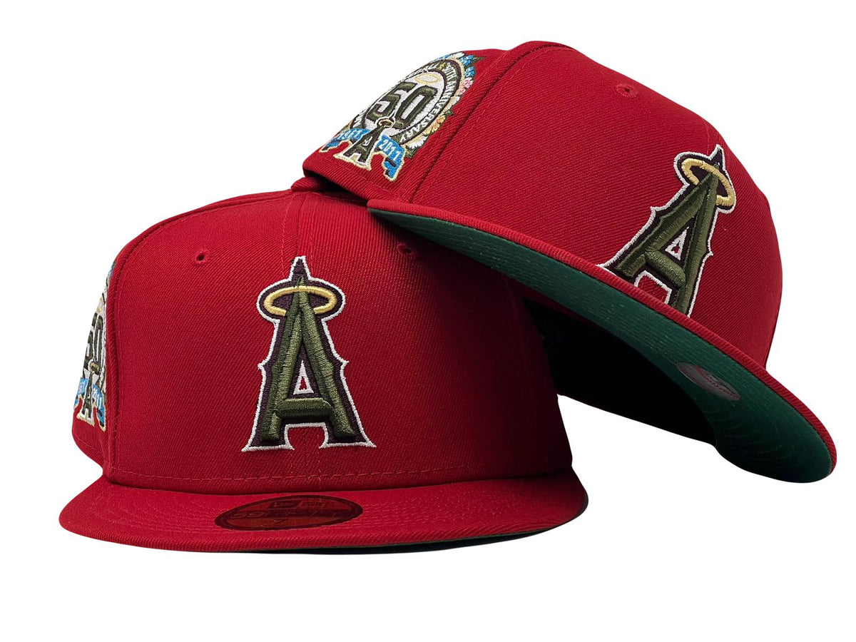 Men's Los Angeles Angels New Era Red 50th Anniversary Spring Training  Botanical 59FIFTY Fitted Hat