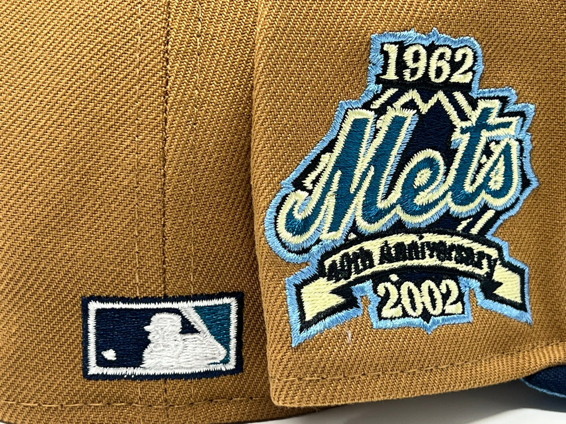 NEW YOEK METS 40TH ANNIVERSARY LIGHT BRONZE NAVY VISOR ICY BRIM NEW ERA FITTED HAT