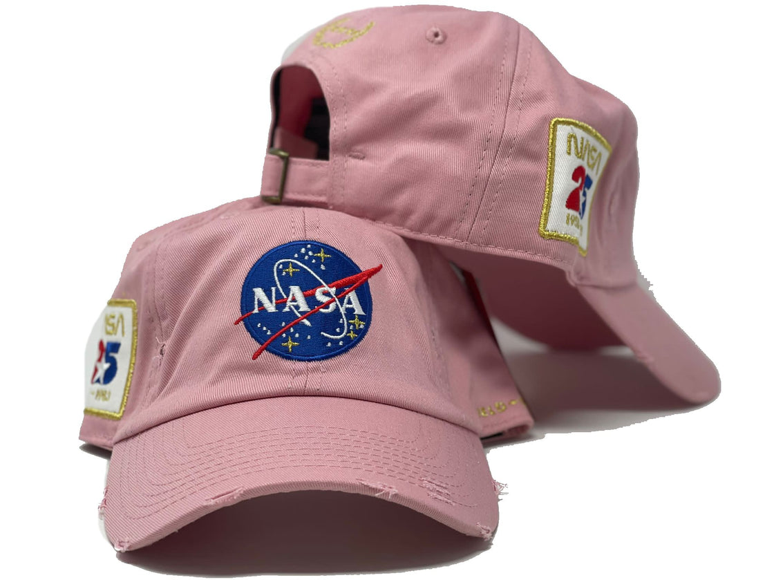 Light Pink Nasa Dad Hat 25th Anniversary Side Patch