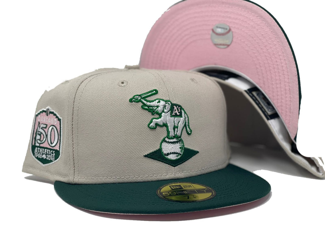 Stone Oakland Athletics 50th Anniversary Custom New Era Fitted Hat