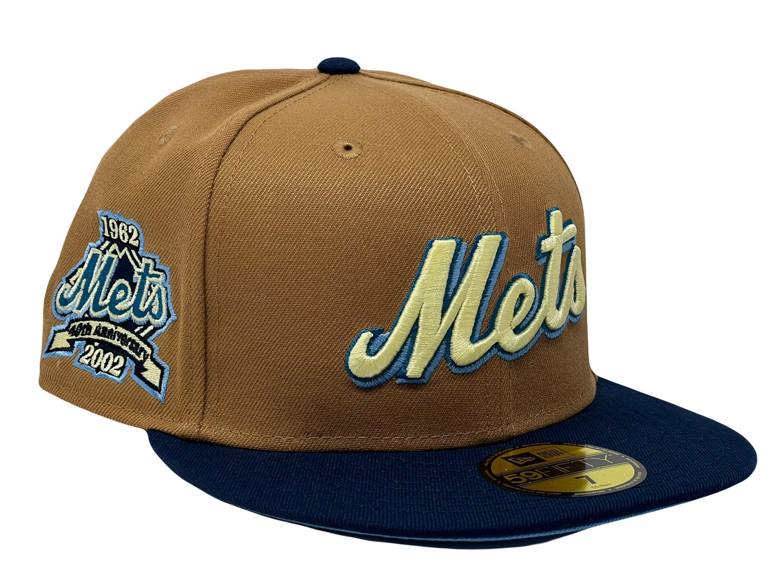 NEW YOEK METS 40TH ANNIVERSARY LIGHT BRONZE NAVY VISOR ICY BRIM NEW ERA FITTED HAT
