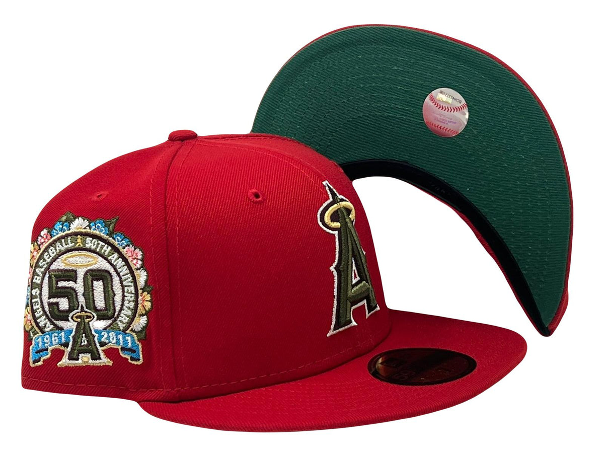 Men's Los Angeles Angels New Era Red 50th Anniversary Spring Training  Botanical 59FIFTY Fitted Hat