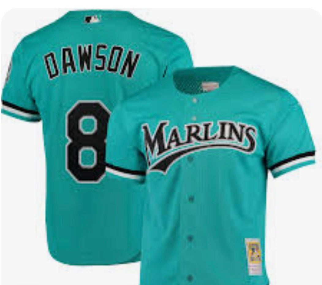 Andre Dawson Florida Marlins Mitchell & Ness Fashion Cooperstown Collection Mesh Batting Practice Jersey – Teal