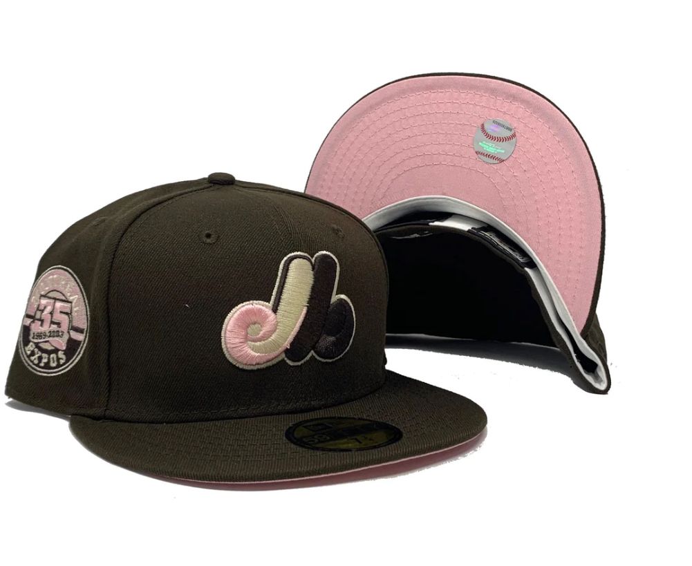 Montreal Expos New Era Pink Undervisor 59FIFTY Fitted Hat - Brown
