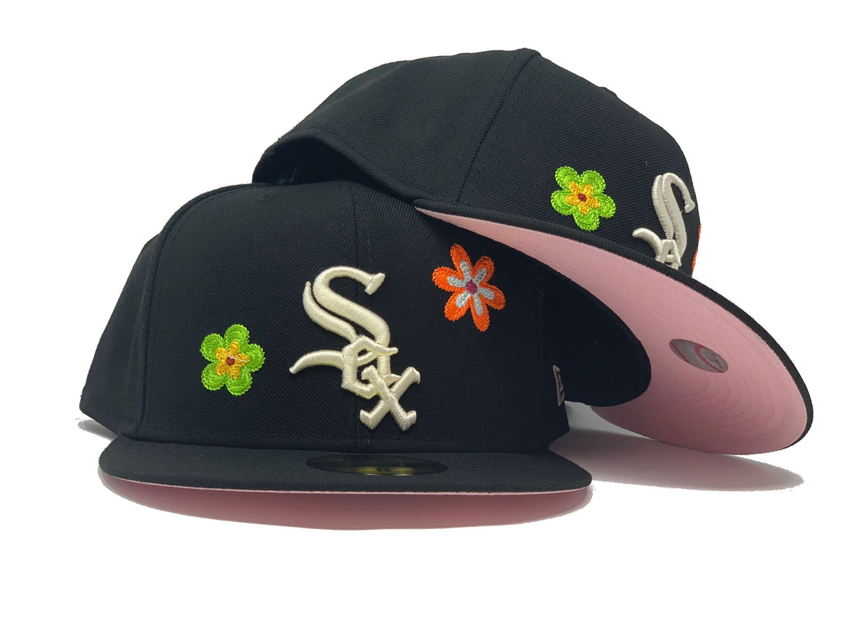 Chicago White Sox SKY FLORAL-BOTTOM Black Fitted Hat