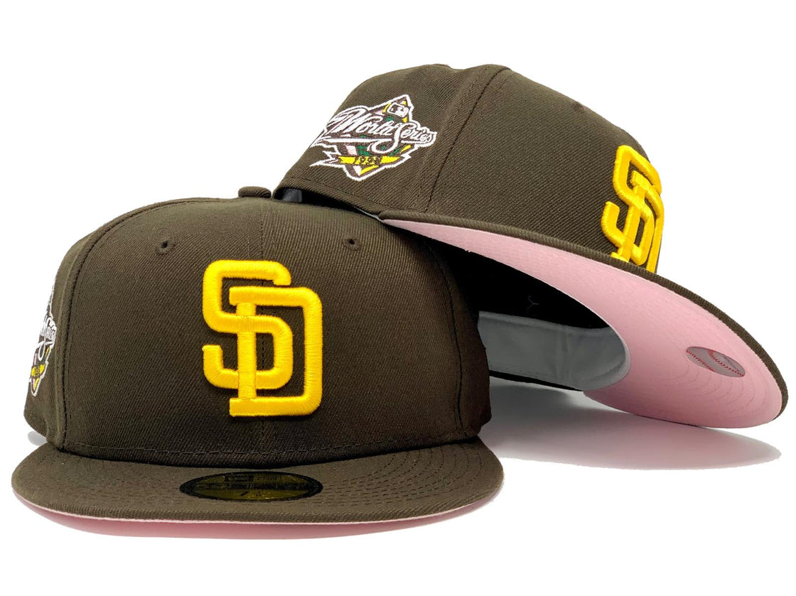 SAN DIEGO PADRES 1998 WORLD SERIES BROWN PINK BRIM NEW ERA FITTED HAT