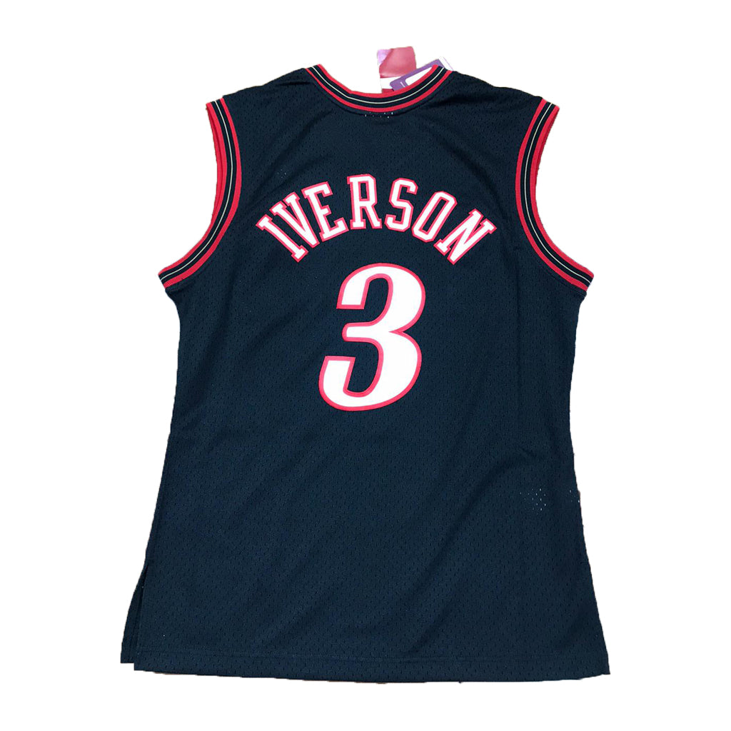 ALLEN IVERSON PHILADELPHIA 76ERS MITCHELL AND NESS BLACK SWINGMAN JERSEY