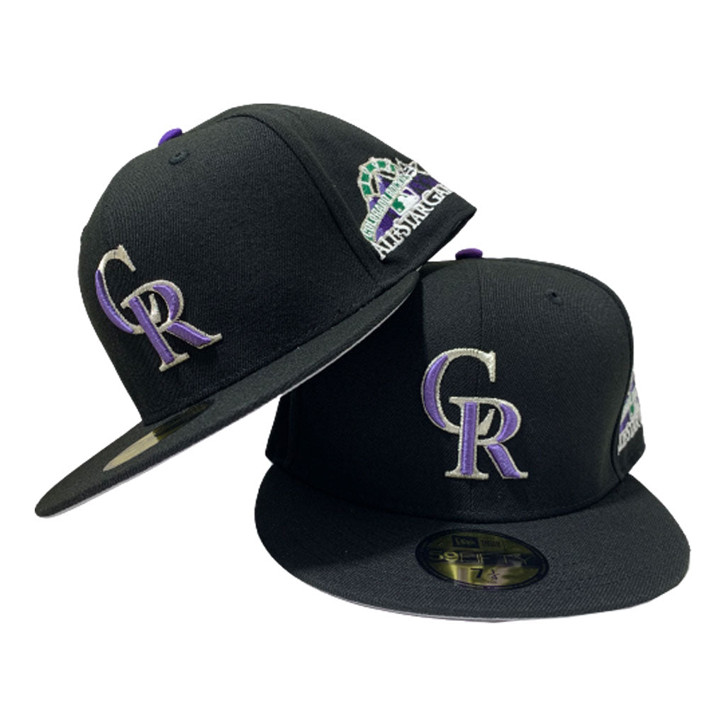 Colorado Rockies 1998 All Star Game New Era 59Fifty Fitted Hat (Black  Purple Blue Under Brim) - Grey Bottom sneaker matching New Era Fitted Caps  - Air Jordan 1 HIGH OG COURT Fitteds – ECAPCITY