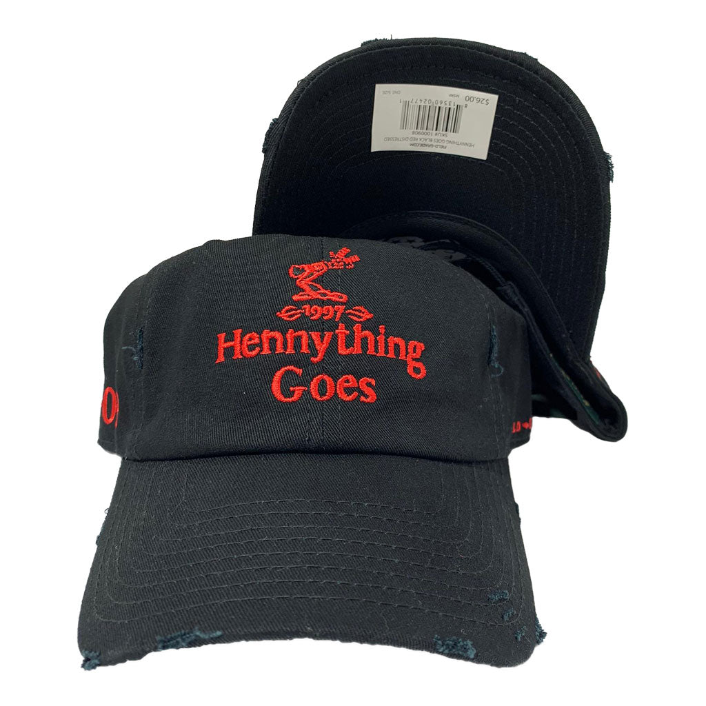 FIELD GRADE HENNYTHING GOES DAD HAT-BLACK CAP RED LOGO