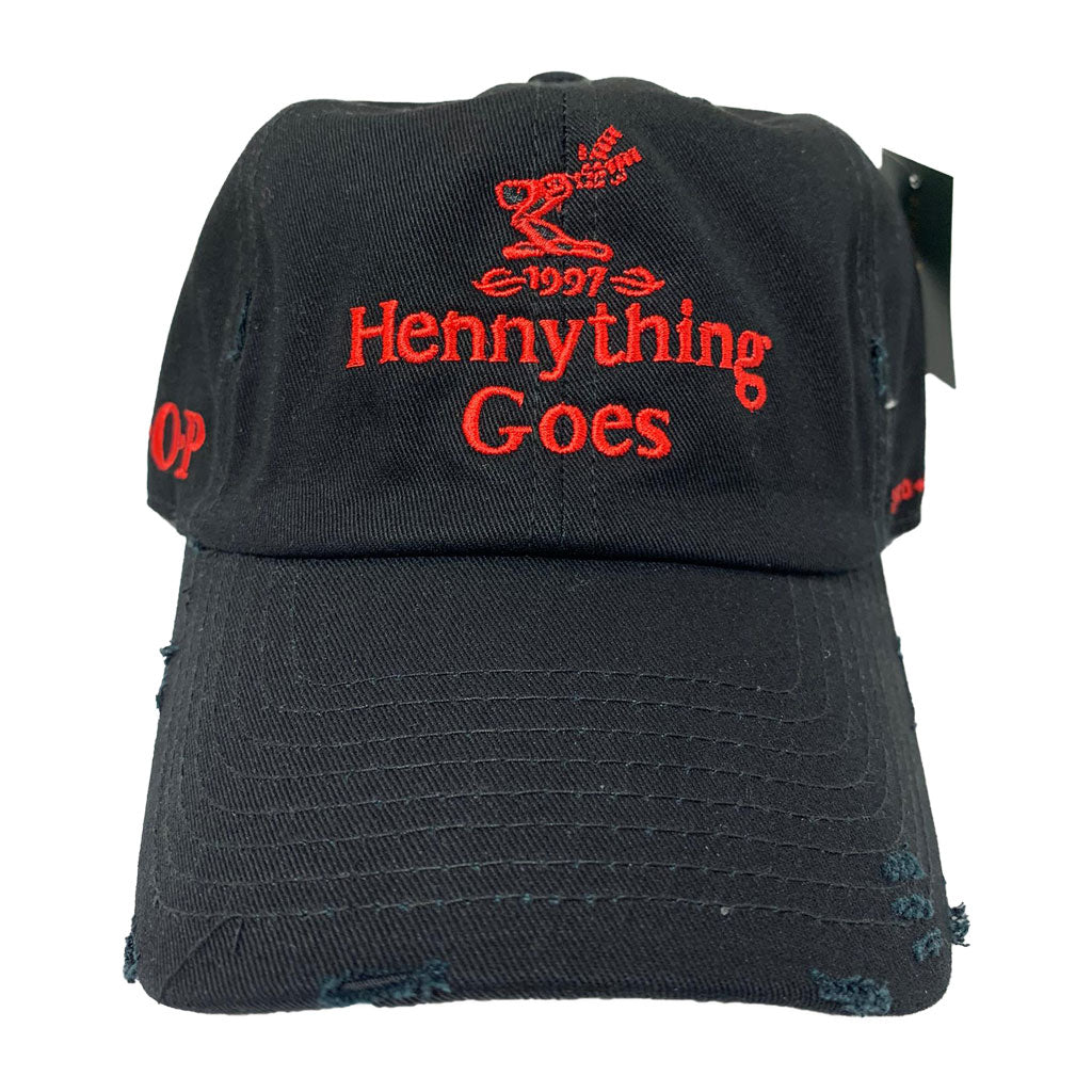 FIELD GRADE HENNYTHING GOES DAD HAT-BLACK CAP RED LOGO