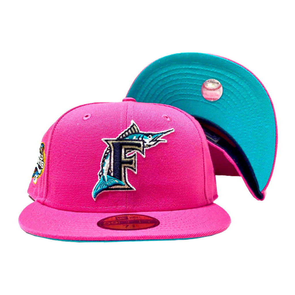 FLORIDA MARLINS 2003 WORLD SERIES PINK TEAL BRIM NEW ERA FITTED