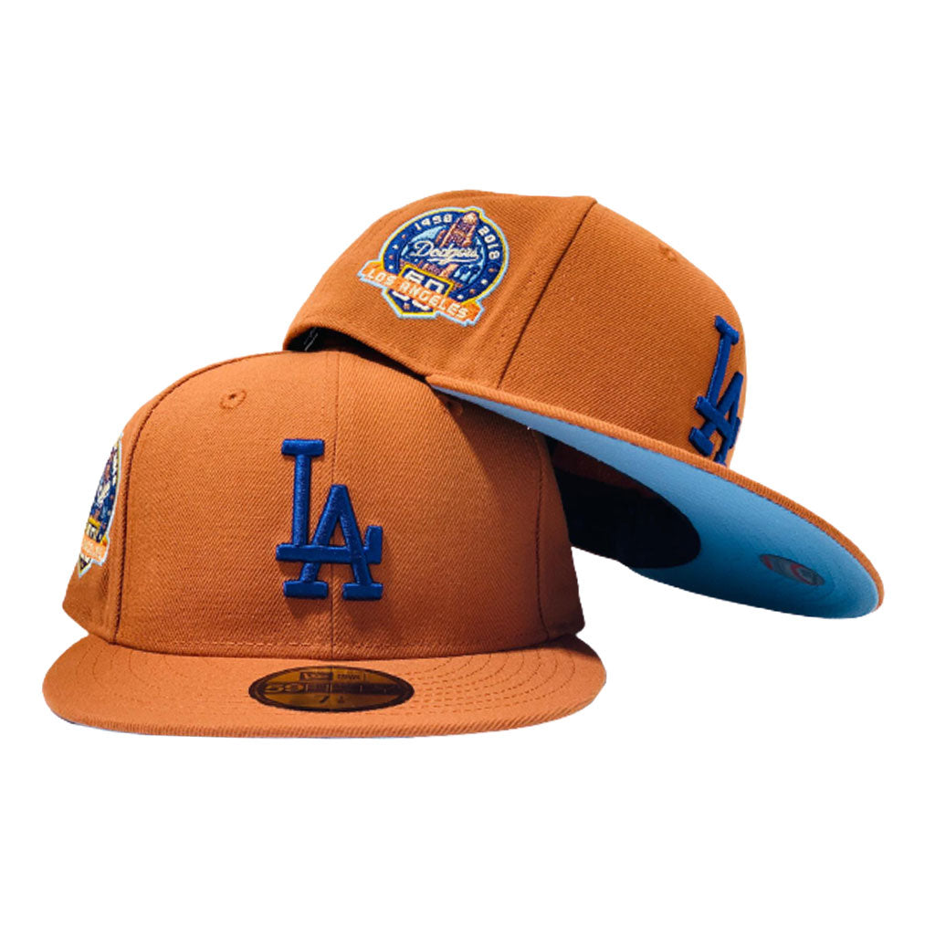 LOS ANGELES DODGERS 60TH ANNIVERSARY ORANGE ICY BRIM NEW ERA FITTED HA