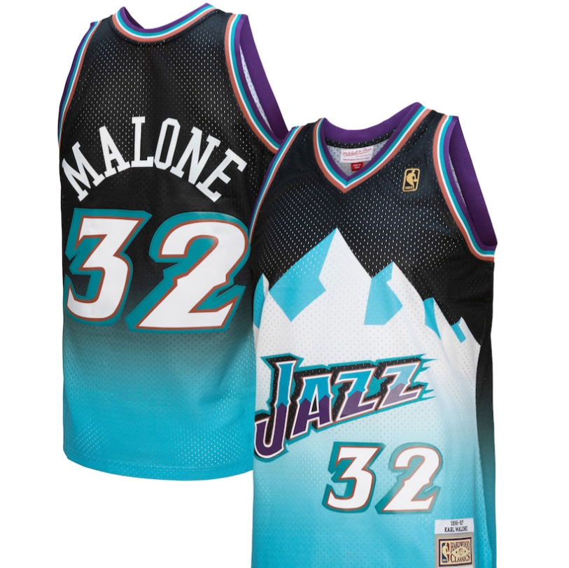 Utah Jazz 1996 Karl Malone fadeway NBA Mitchell & Ness Swingman Jersy