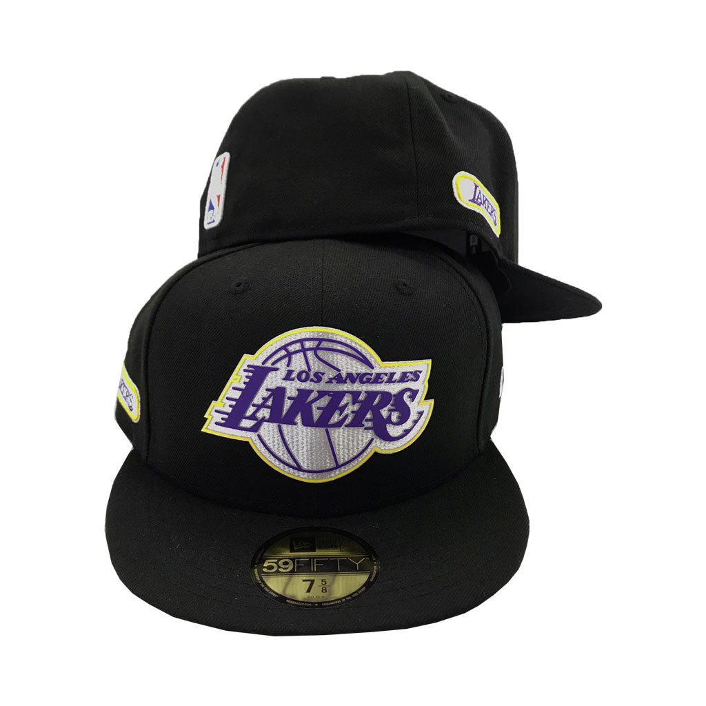 Men's Los Angeles Lakers New Era Black On Black 59FIFTY Fitted Hat