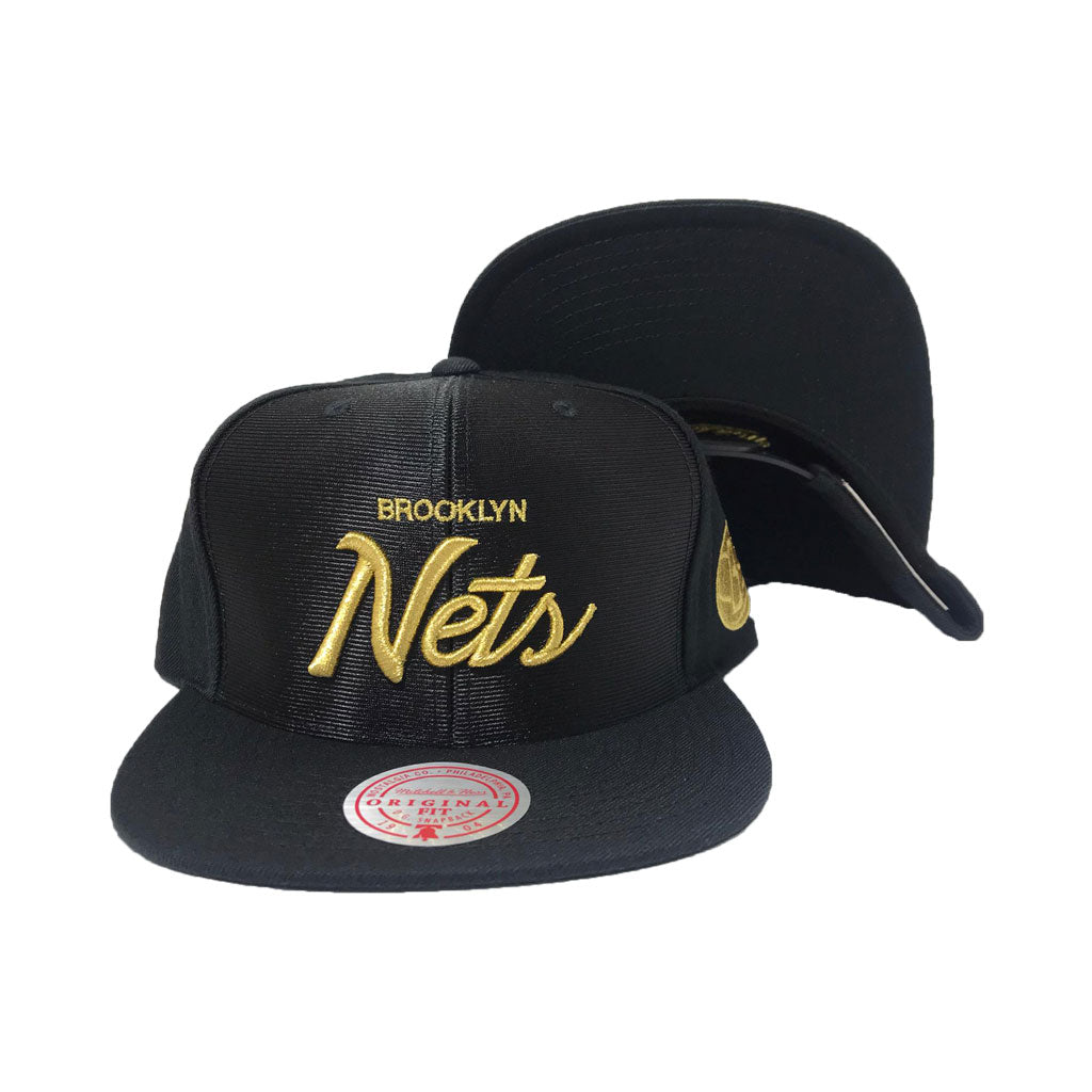 Brooklyn NETS Cap GOLD NBA Snapback Mitchell & Ness