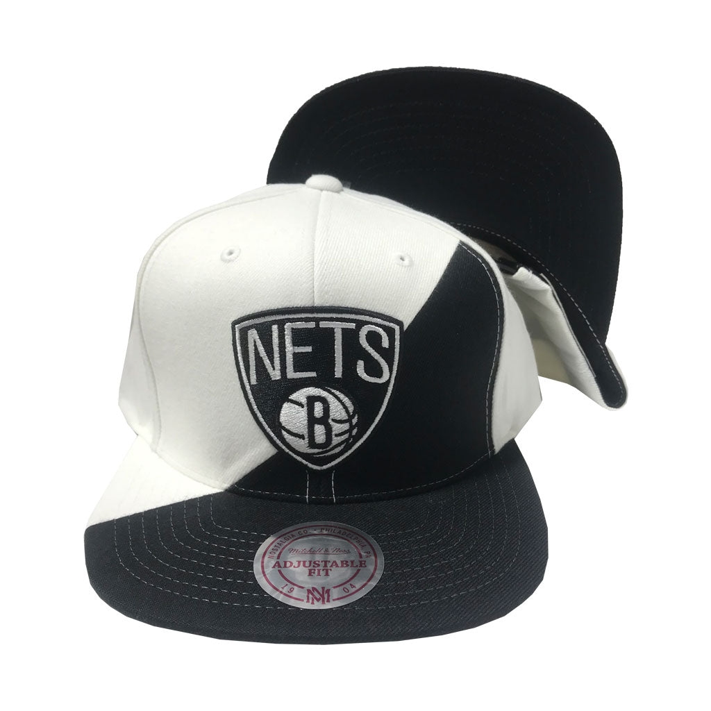 Brooklyn Nets Mitchell & Ness Snapback Adjustable Hat - Black/White