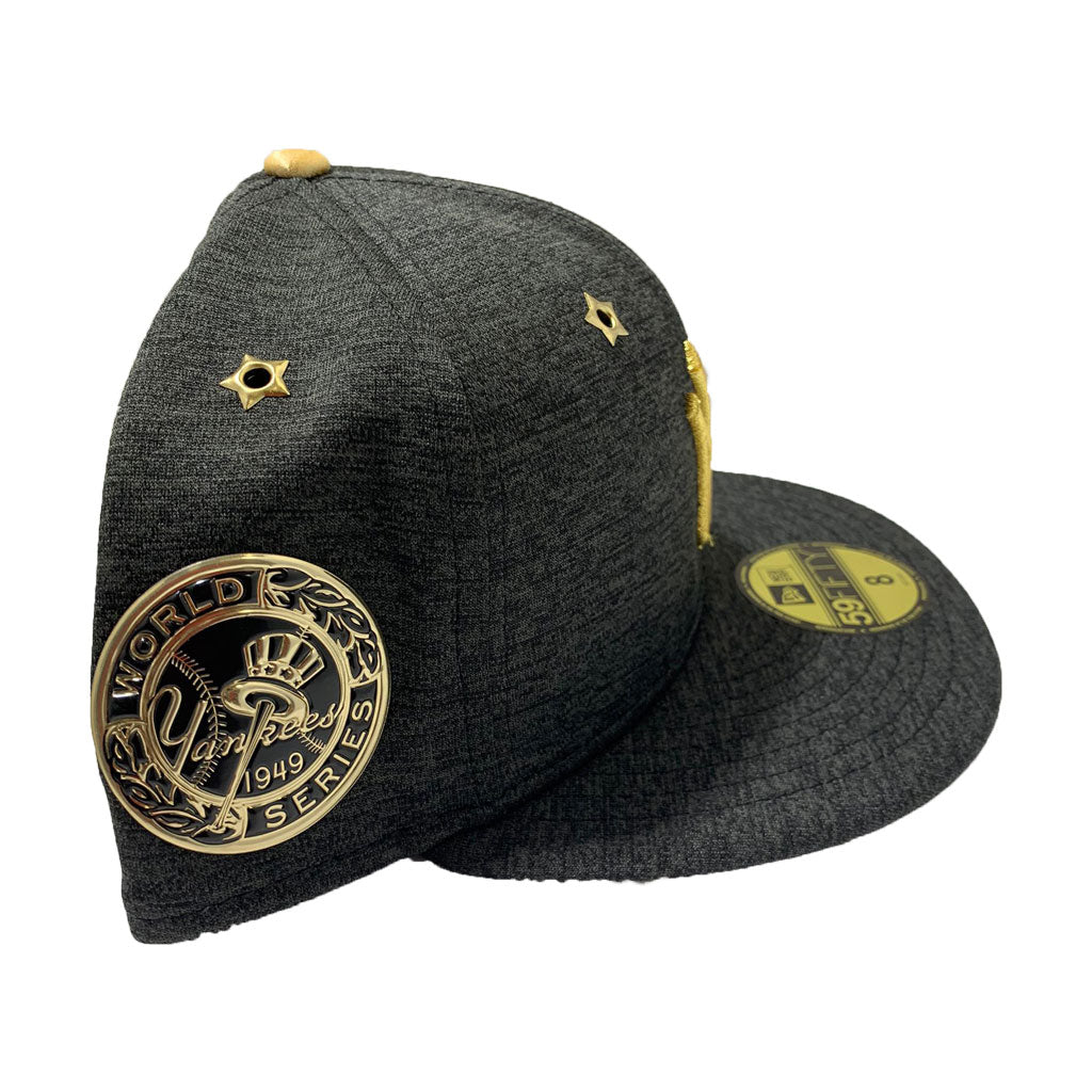 Leather and wool New York Yankees BLACK and gold Hat - Depop