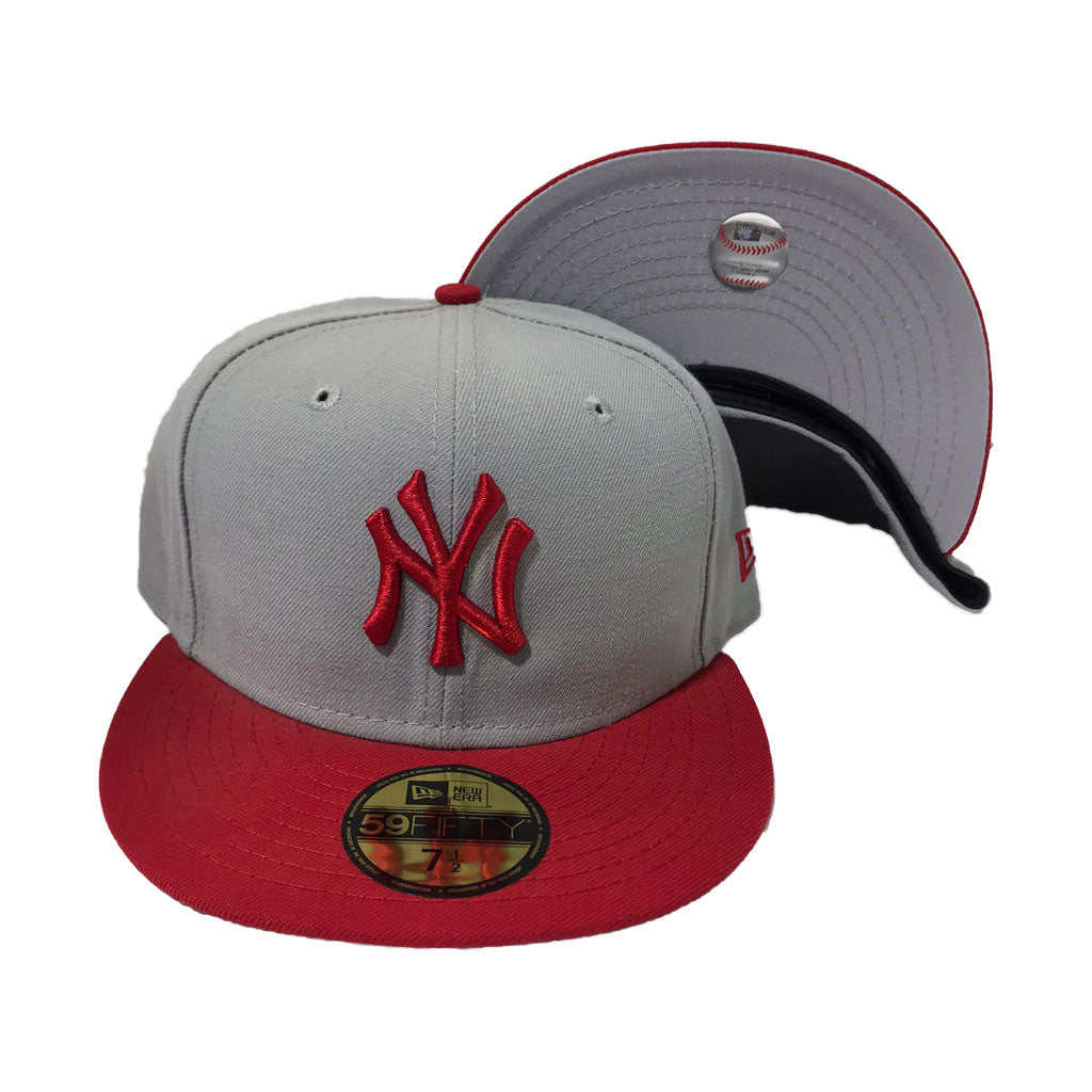 New York Yankees New Era 5950 Fitted Hats (RED) ‚Äì Custom Grey