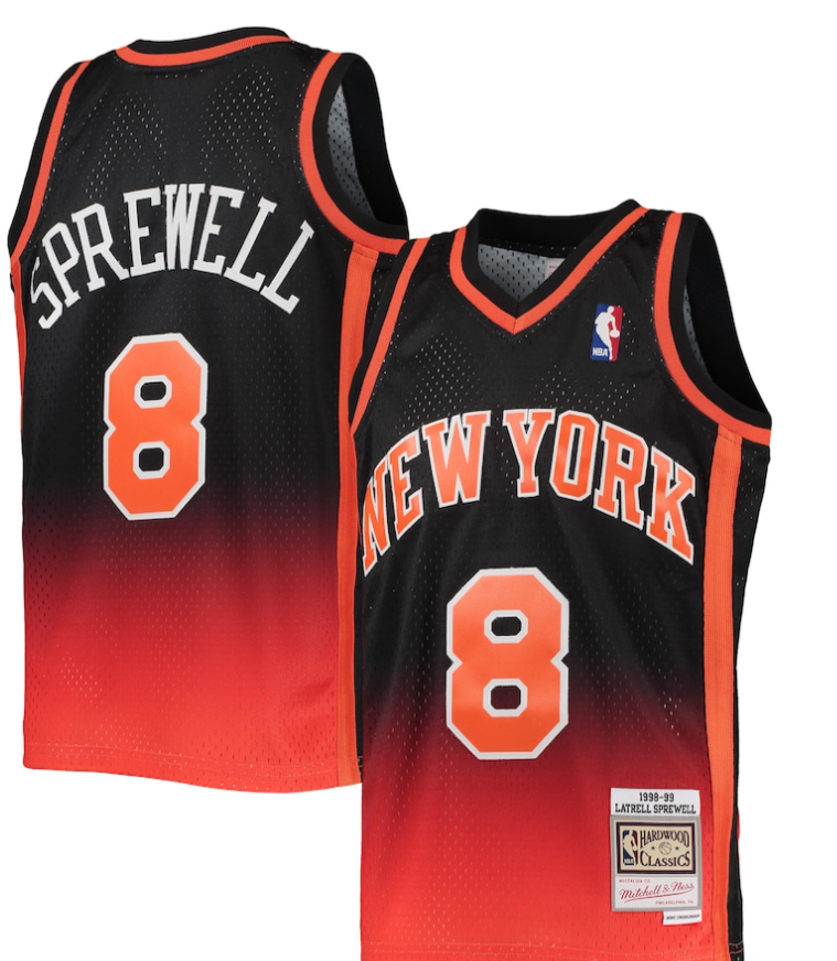 distressed* Champion Nba New York Knicks #8 Latrell Sprewell
