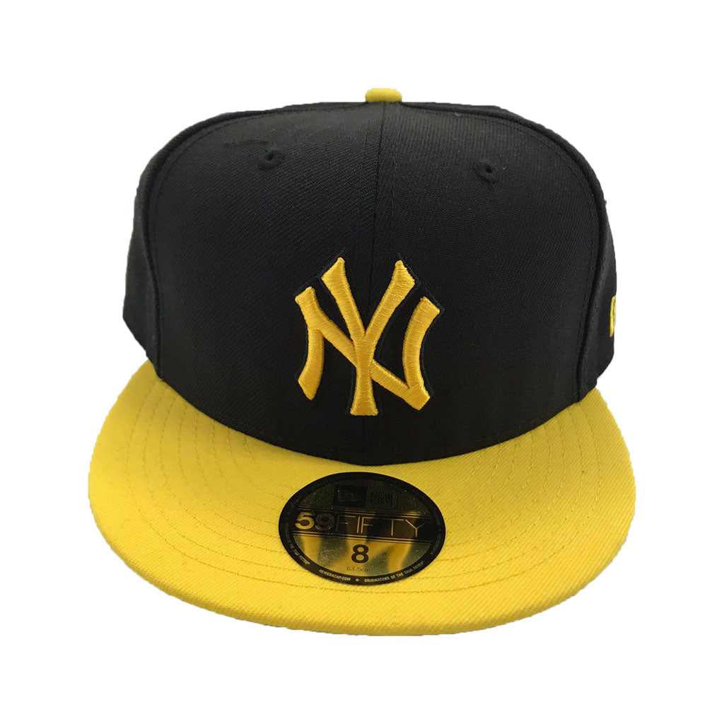 New York Yankees Mitchell & Ness Black Yellow Fitted Hat Bandanna  Embroidered