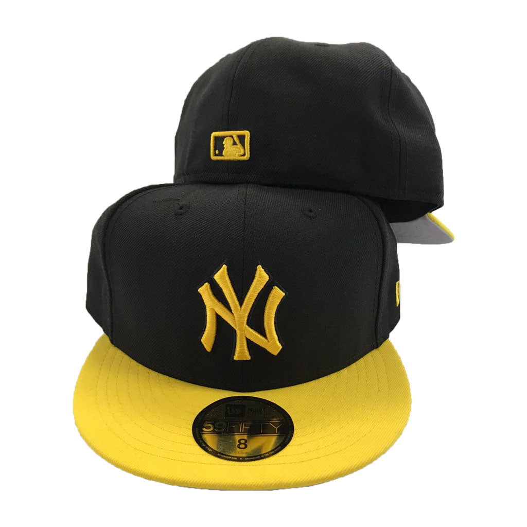 Yellow and store black fitted hats