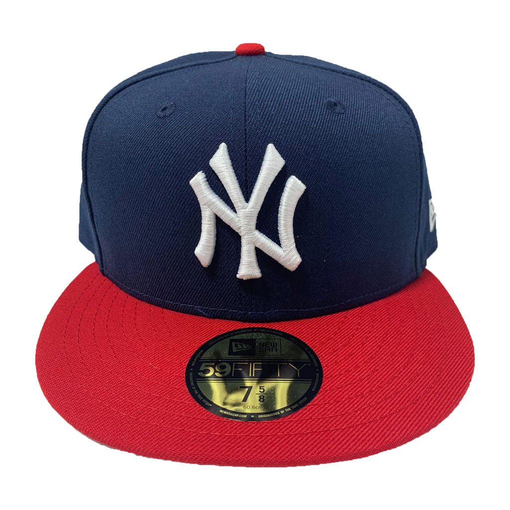 New York Yankees TEAM PIPING White-Navy-Red Fitted Hat