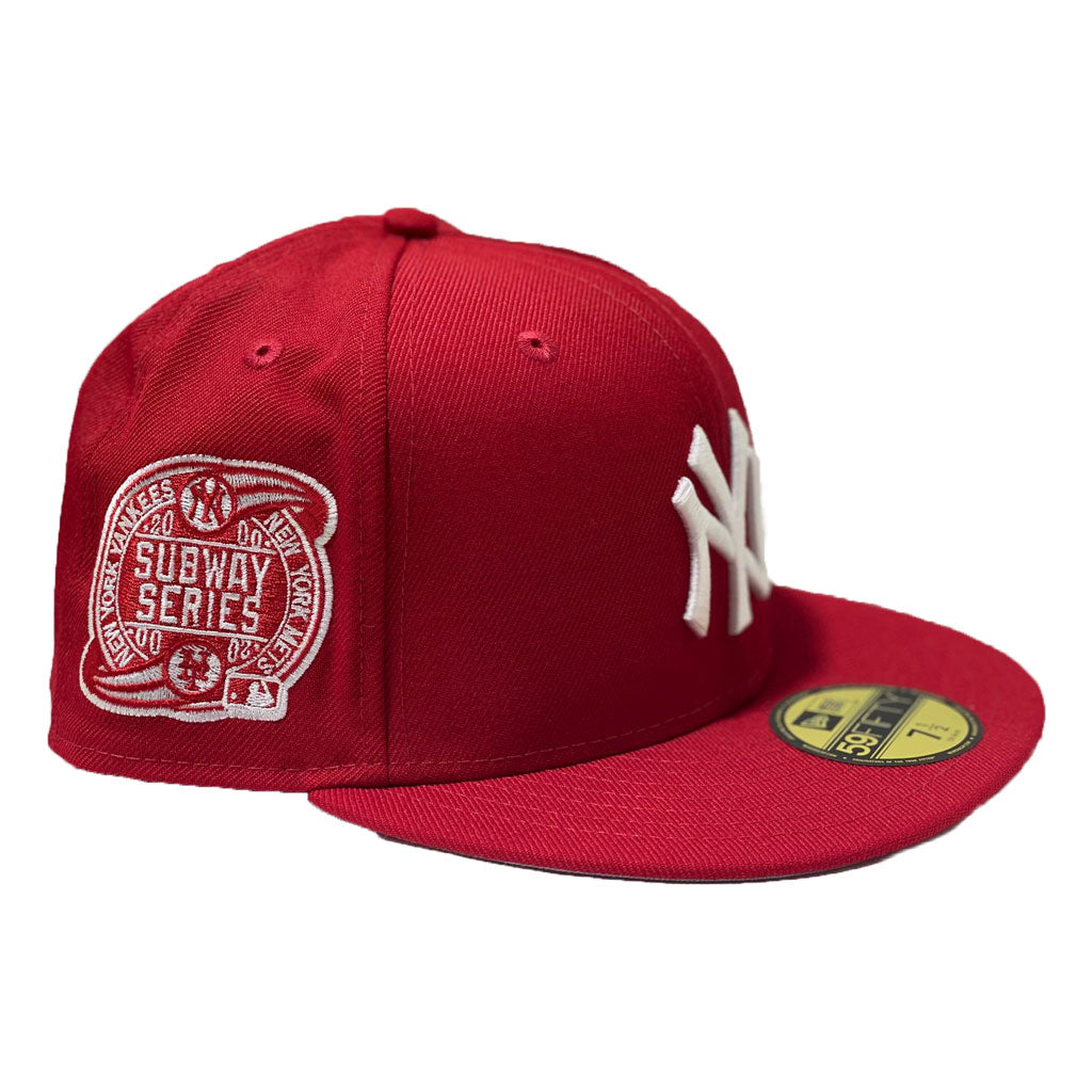 New Era New York Yankees Subway Series Patch 5950 Hat Red Size 7 1/4 Sky  Blue UV