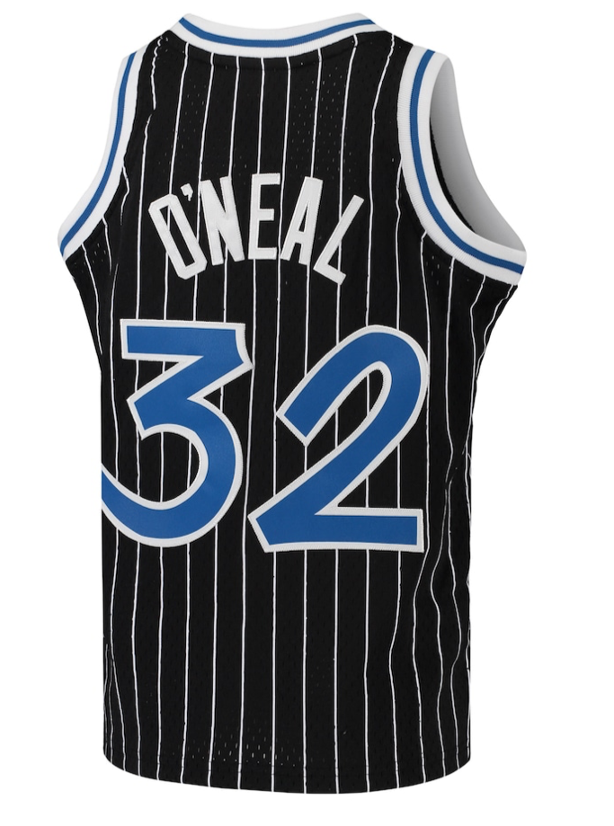 SHAQUILLE O'NEAL ORLANDO MAGIC PIN STRIPE MITCHELL & NESS 1994 SWINGMAN JERSEY