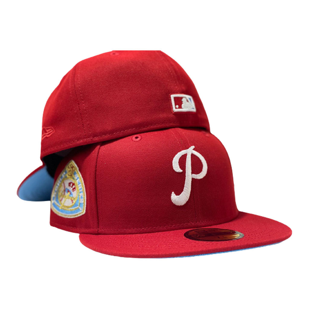 Philadelphia Phillies Hat Baseball Cap Fitted 7 1/2 Roman Vintage 80s Red  MLB P