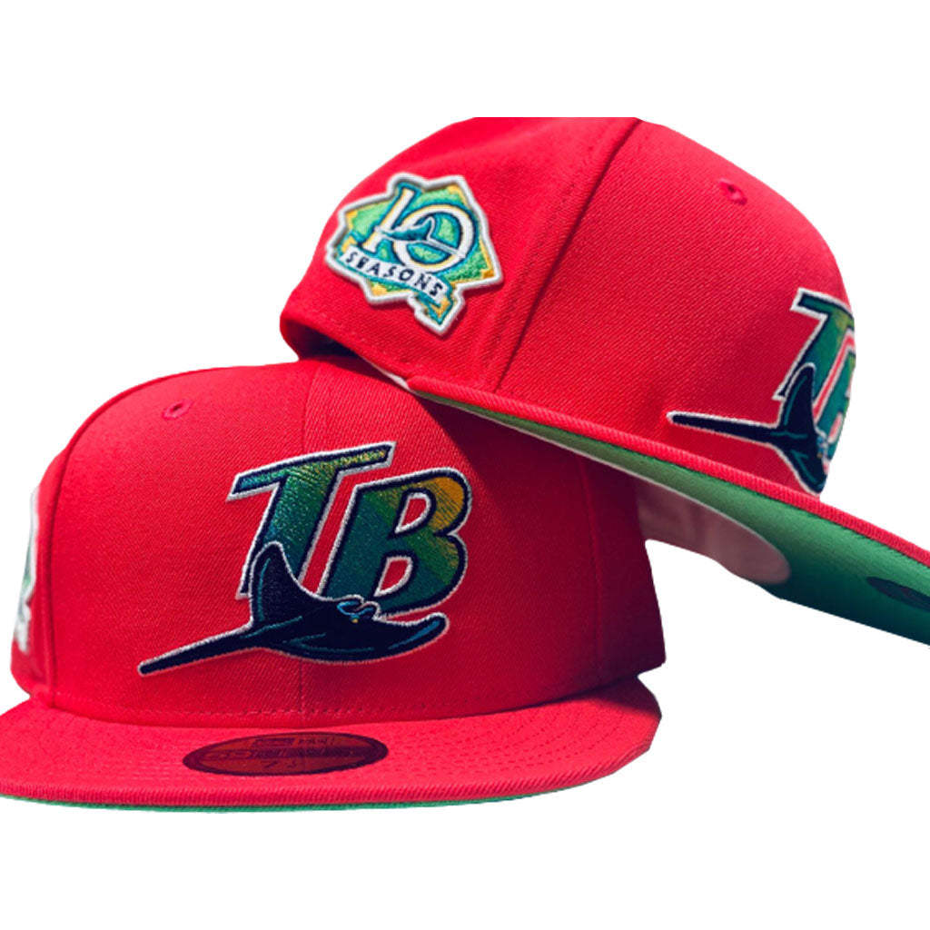 TAMPA BAY DEVIL RAYS 10TH SEASONS BLACK PINK BRIM NEW ERA FITTED HAT