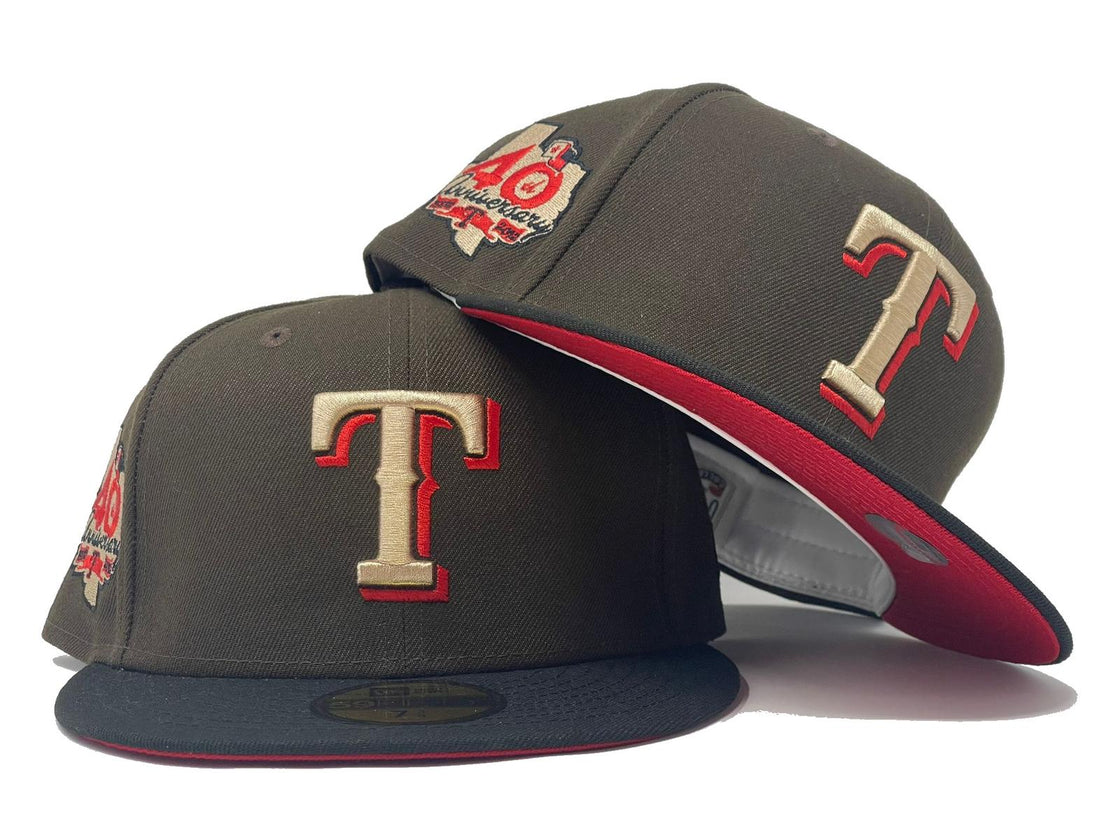 Texas Rangers 40th Anniversary Red Brim New Era Fitted Hat