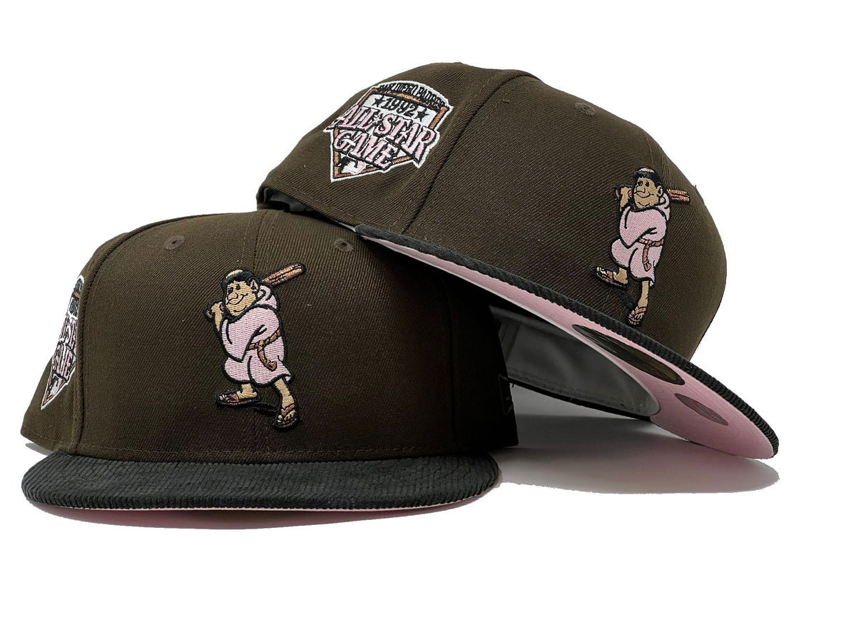 Tan San Diego Padres Brown Visor Pink Bottom 1992 All Star Game Side Patch New Era 59FIFTY Fitted 8