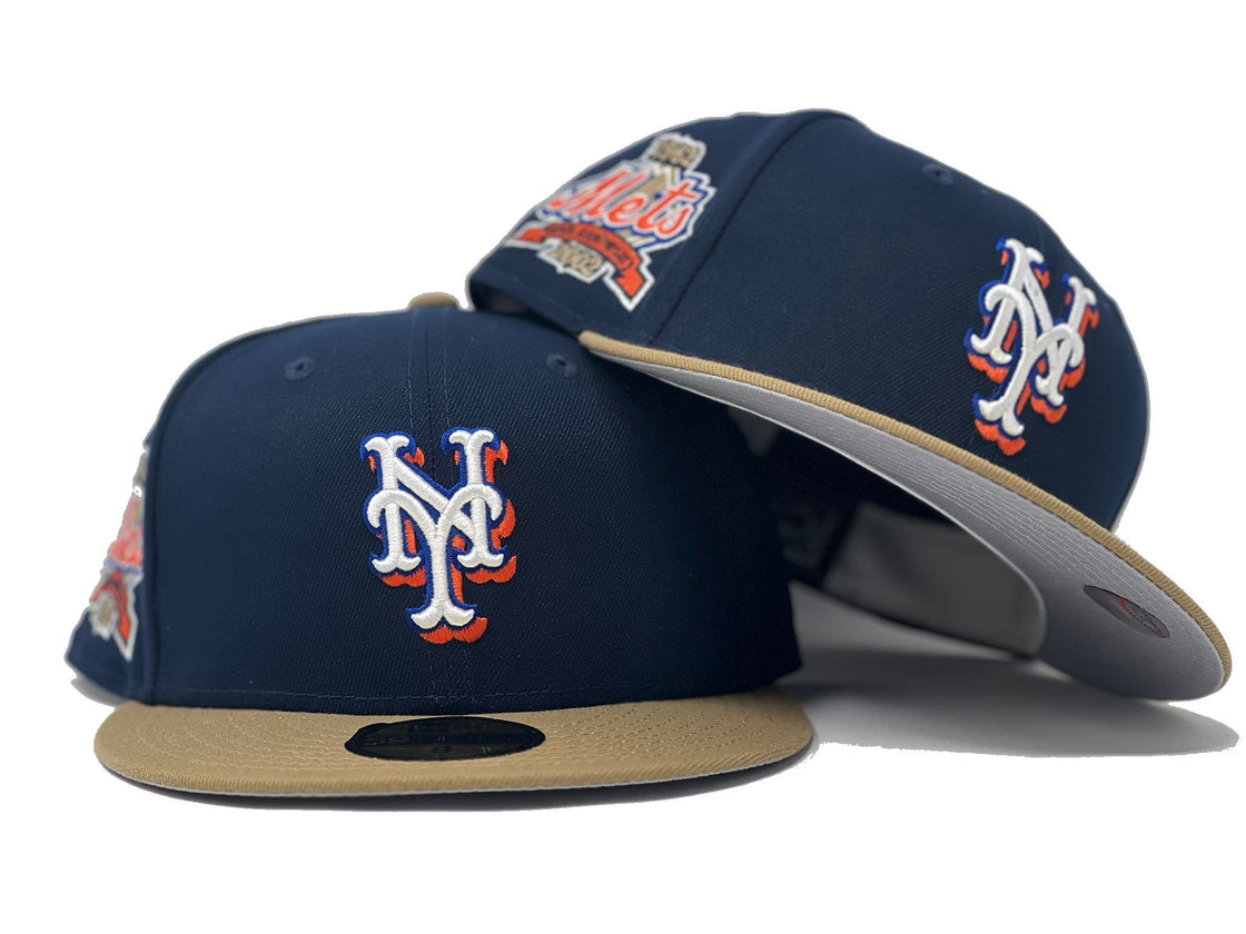 NEW YOEK METS 40TH ANNIVERSARY NAVY CAMEL VISOR RED BRIM NEW ERA FITTED HAT