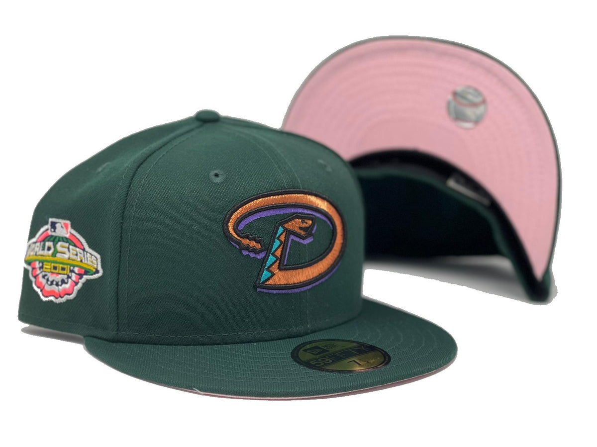 Arizona Diamondbacks 2001 World Series Pink Brim Fitted Hat #IVYwomen