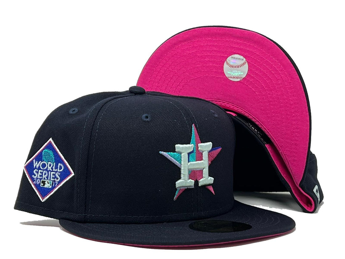 Houston Astros 2017 World Series Navy Fusion Pink Brim New Era Fitted Hat