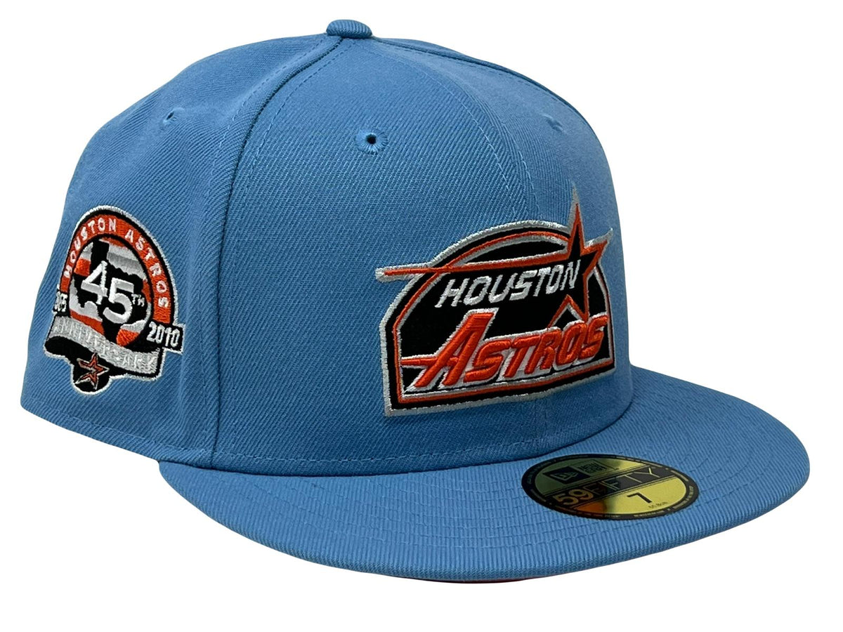 HOUSTON ASTROS 45TH ANNIVERSARY SPACE ROCKET SKY BLUE STAR PRINT BRIM –  Sports World 165