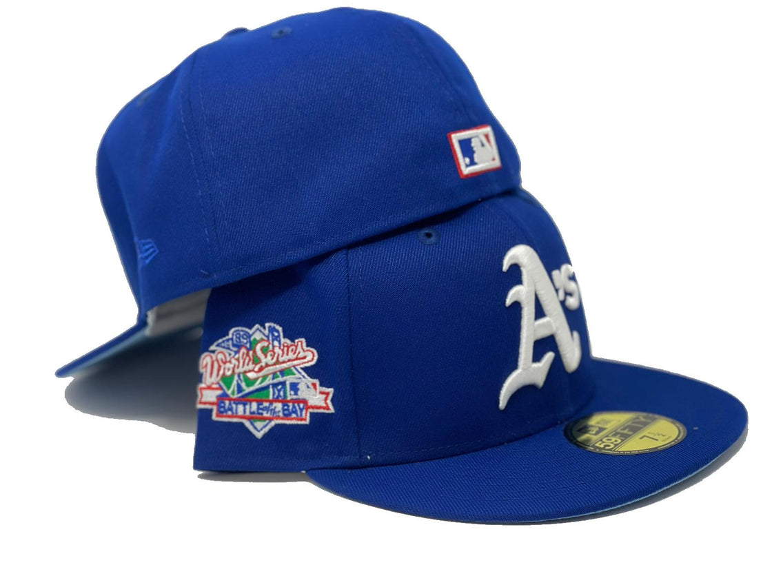 OAKLAND ATHLETICS 1989 BATTLE OF THE BAY ROYAL ICY BRIM NEW ERA FITTED HAT