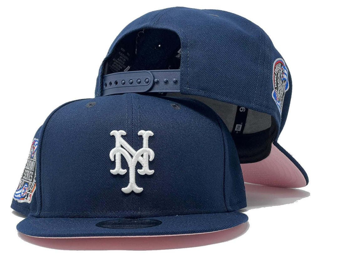 NEW YORK METS SUBWAY SERIES LIGHT NAVY PINK BRIM NEW ERA SNAPBACK HAT