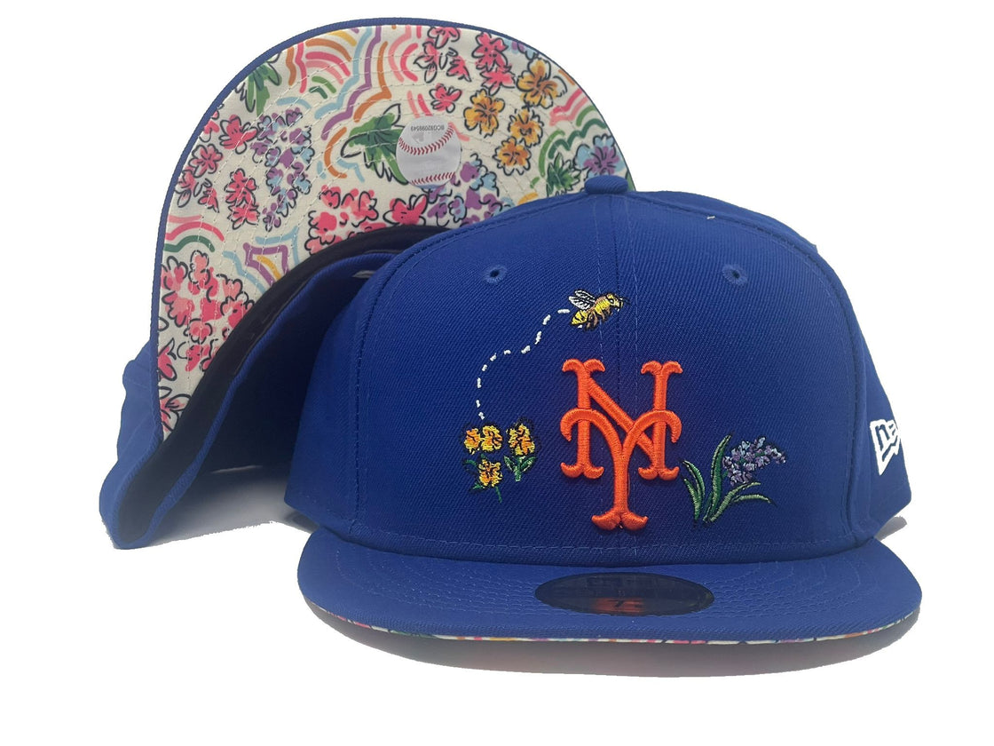 New York Mets Floral print Brim New Era Fitted hat