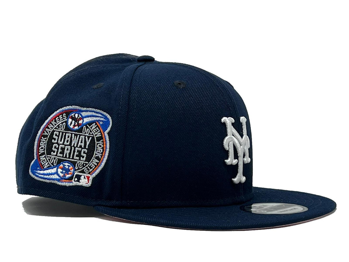 NEW YORK METS SUBWAY SERIES LIGHT NAVY PINK BRIM NEW ERA SNAPBACK HAT