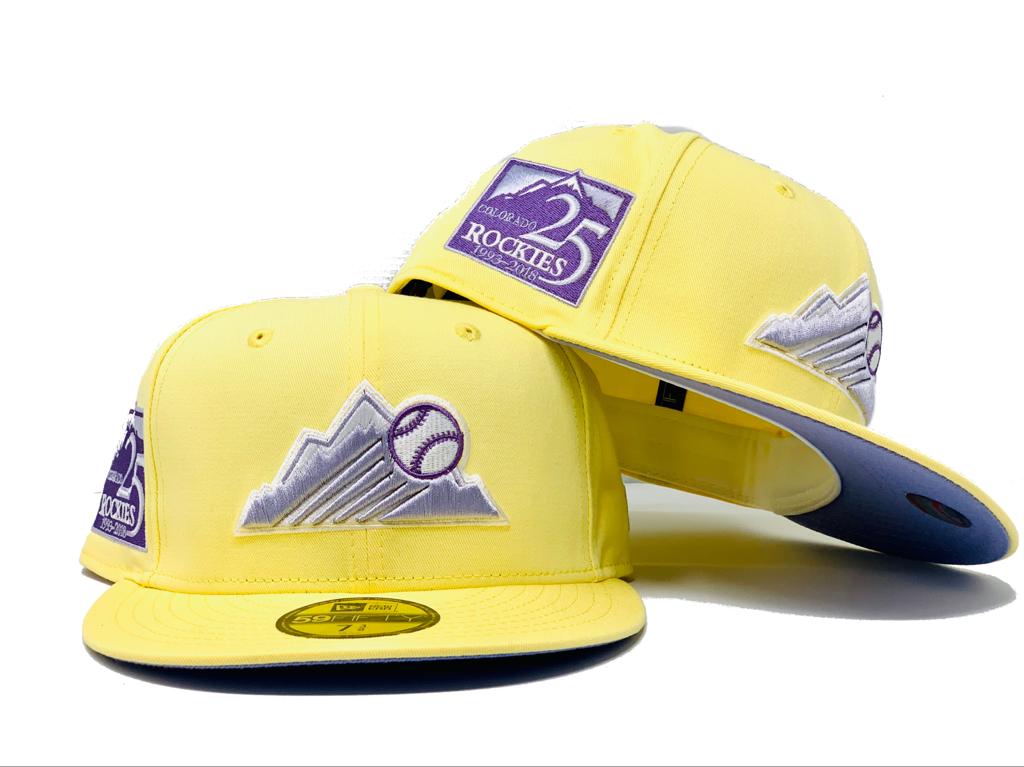 COLORADO ROCKIES 25TH ANNIVERSARY SOFT YELLOW WITH LAVENDER BRIM