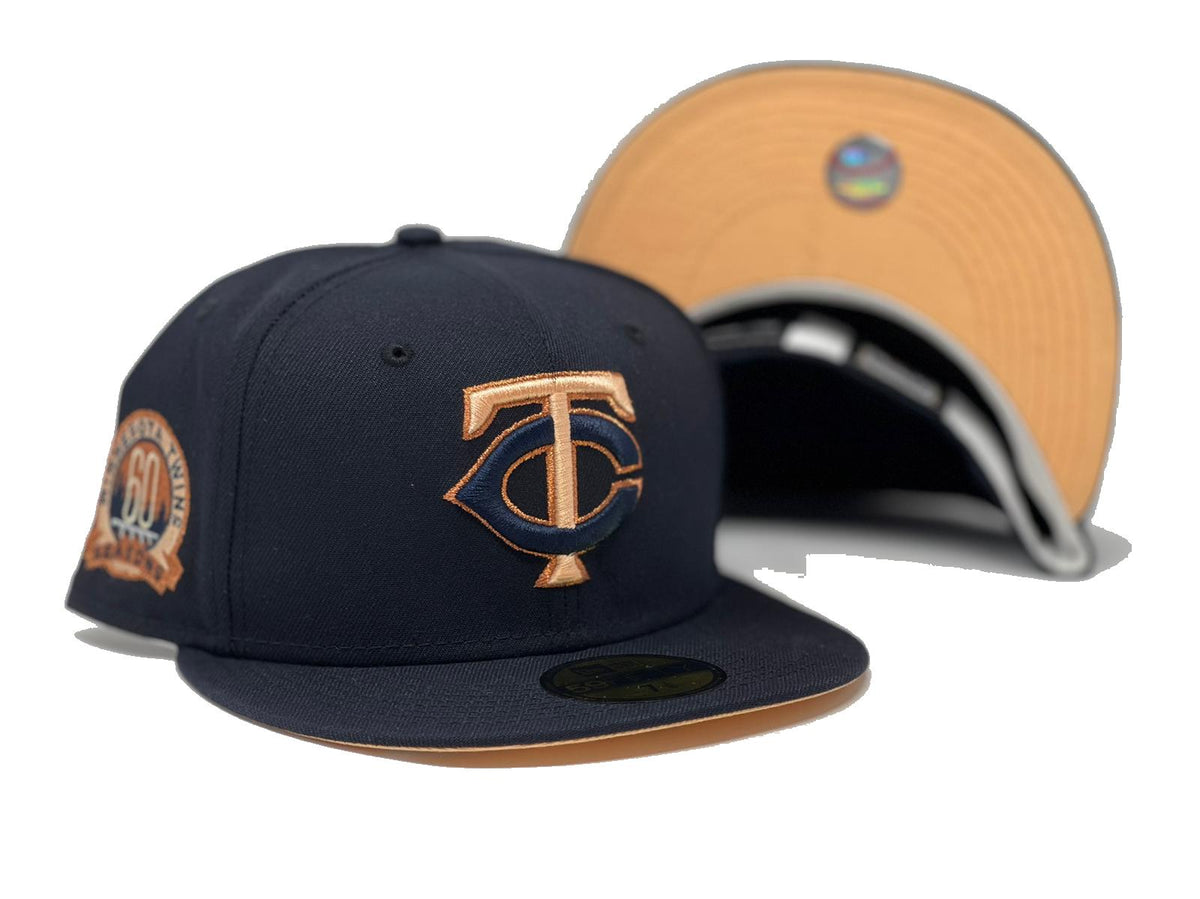 MINNESOTA TWINS 60TH SEASONS NAVY PEACH BRIM NEW ERA FITTED HAT – Sports  World 165