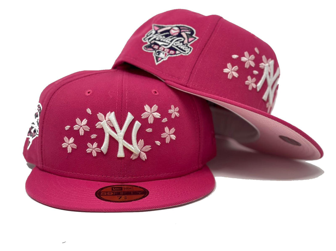 NEW YORK YANKEES 2000 WORLD SERIES BEETROOT PINK LIGHT PINK BRIM NEW ERA FITTED HAT