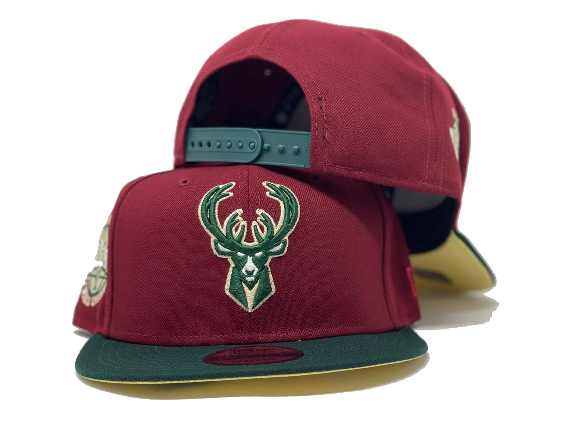 MILWAUKEE BUCKS 1X WORLD CHAMPIONS SOFT YELLOW BRIM NEW ERA SNAPBACK HAT