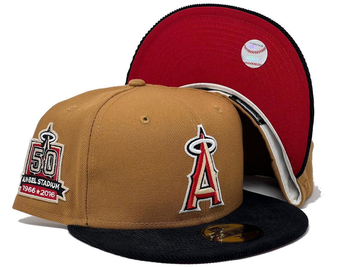 ANAHIEM ANGELS 50TH ANNIVERSARY BROWN BLACK CORDUROY VISOR PINK BRIM N –  Sports World 165