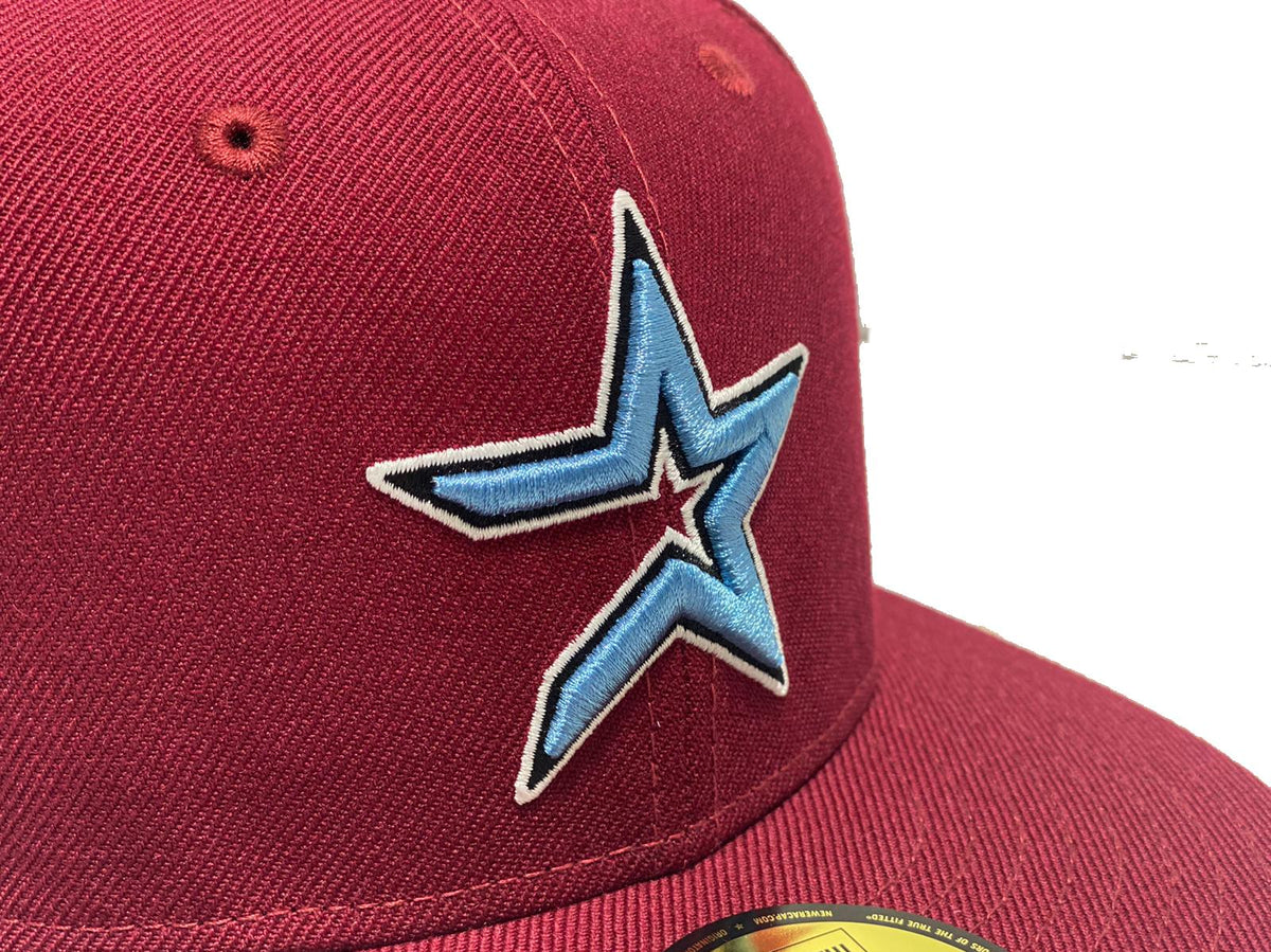 HOUSTON ASTRO 2005 WORLD SERIES BURGUNDY ICY BRIM NEW ERA FITTED HAT