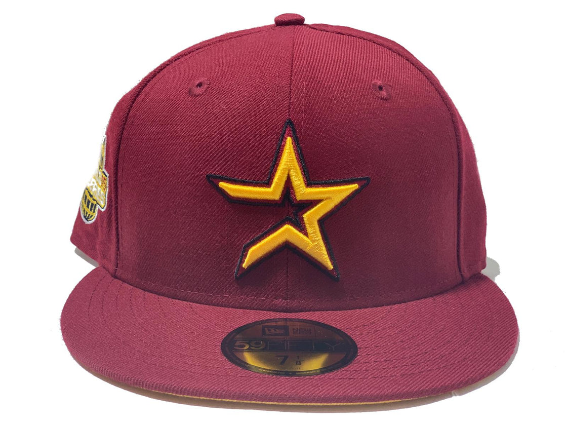 HOUSTON ASTRO 2005 WORLD SERIES BURGUNDY YELLOW BRIM NEW ERA FITTED HAT
