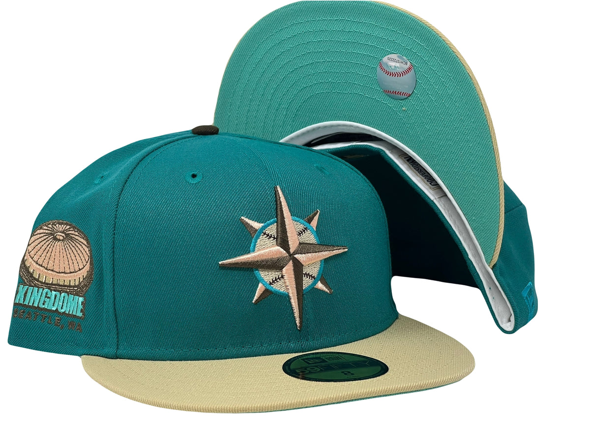 Camel Seattle Mariners Toast Visor Mint Green Bottom Kingdome Side Patch New Era 59FIFTY Fitted 71/2