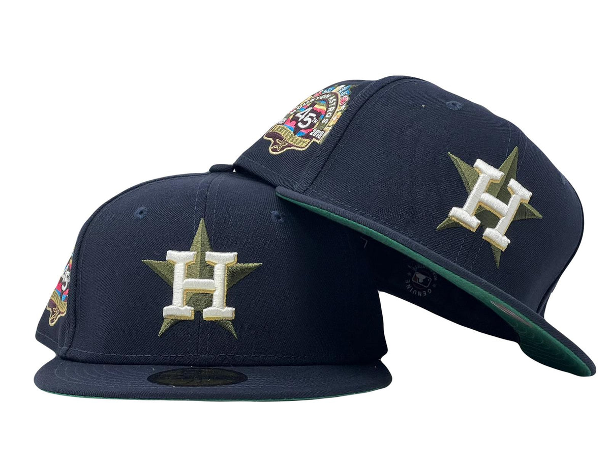 Houston Astros TEXAS Fitted New Era Hat Cap Beige 7 3/8 MLB Botanical 45th  Anny