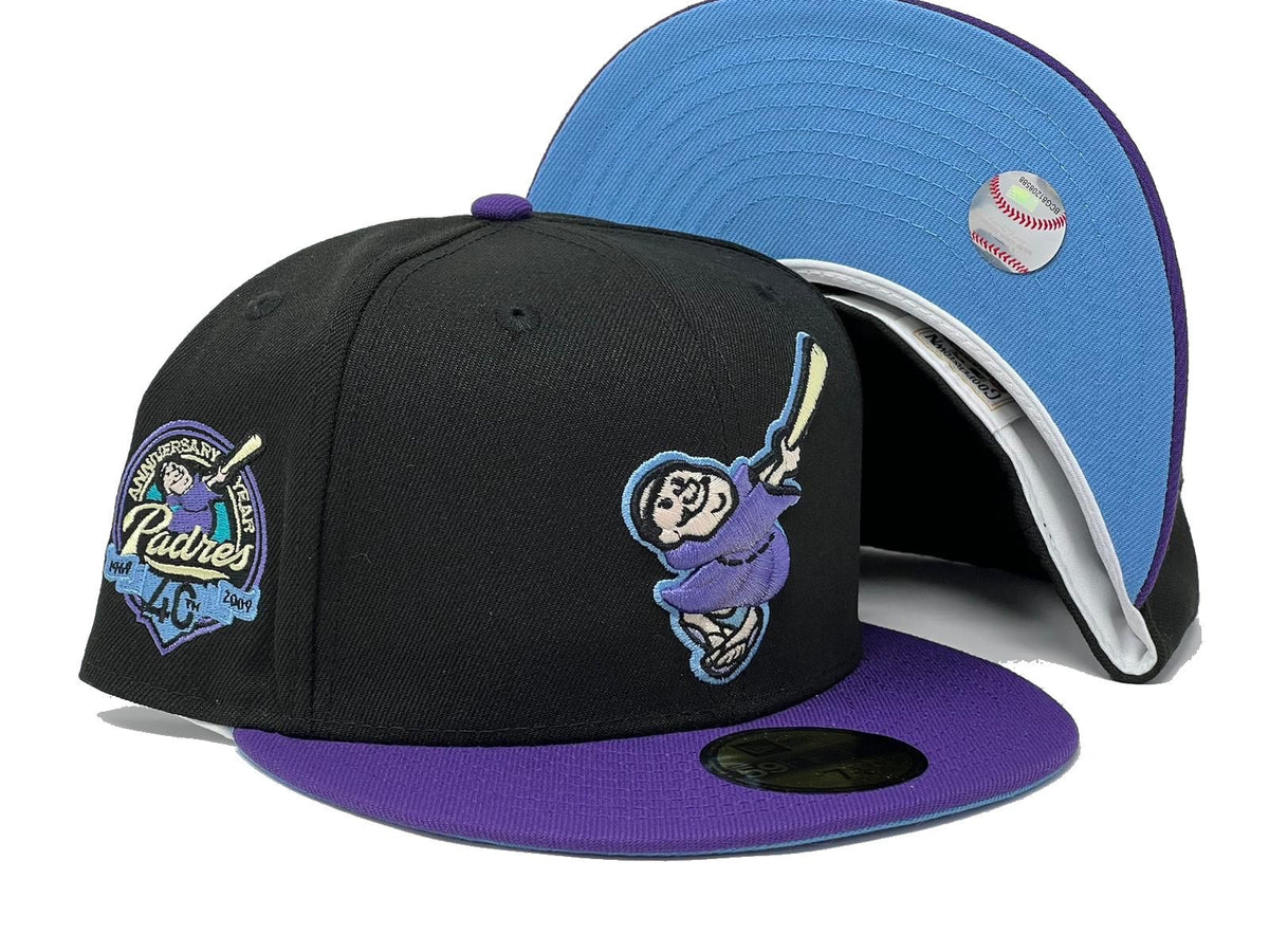 New Era San Diego Padres No Bad Brims 2.0 40th Anniversary Capsule Hats 59FIFTY Fitted Hat Brown/Purple